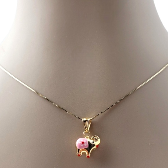 14K Yellow Gold Elephant Charm with Enamel Design #20319 - Picture 6 of 7